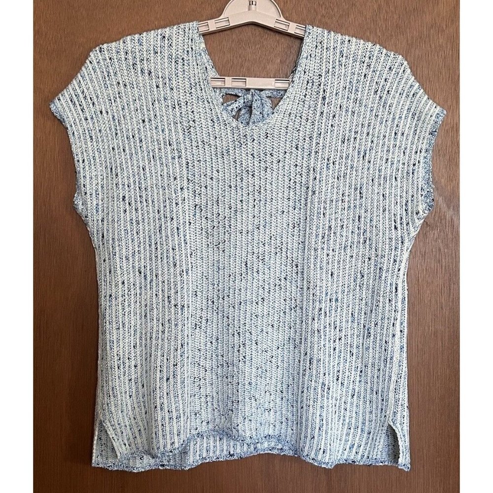 Chico's Women's Size 0 Manali Pullover Short Sleeve Knit Sweater Top V Neck